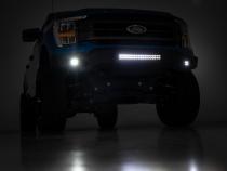 High Clearance Front Bumper LED Lights &amp;amp; Skid Plate Ford F-150 (21-23) Rough Country