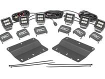 LED Light Kit Fog Mount Triple 2 Inch Black Pair Flood Ford Bronco (21-25) Rough Country