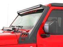 Jeep 50-Inch Straight LED Light Bar Upper Windshield Kit w/ Single-Row Black Series LED 20-Up Gladiator JT 18-20 Wrangler JL Rough Country