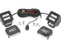 2 Inch Square Cree LED Lights Pair Black Series, Flood Beam Rough Country