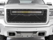 Sierra Mesh Grille 30 Inch Dual Row Black Series LED w/Amber DRL 14-15 Sierra 1500 Rough Country