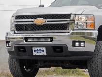 LED Light Kit Fog Mount 2 Inch Black Pair Amber DRL Chevy Silverado 2500 HD/3500 HD (11-14) Rough Country