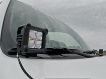 Toyota 4Runner 2 Inch LED Lower Windshield Ditch Kit Black Series w/Flood Beam For 10-Pres 4Runner Rough Country