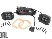 2 Inch Square Flush Mount Cree LED Lights Pair Black Series w/Cool White DRL Rough Country