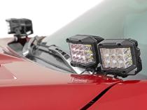 Toyota 3-inch LED Lower Windshield Ditch Kit (14-20 Tundra 3 Inch Osram Wide Angle Series) Rough Country