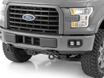 LED Light Kit Fog Mount Dual 2 Inch Black Pairs Spot/Flood Ford F-150 (15-17) Rough Country