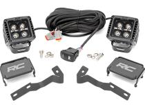 LED Light Kit Ditch Mount 2 Inch Black Pair Amber DRL Toyota Tacoma (05-15) Rough Country