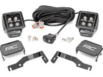 LED Light Kit Ditch Mount 2 Inch Black Pair White DRL Toyota Tacoma (24-26) Rough Country